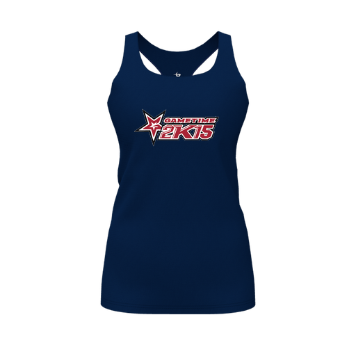 [CUS-DFW-RCBK-PER-NVY-FYS-LOGO1] Racerback Tank Top (Female Youth S, Navy, Logo 1)
