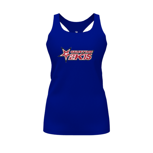 [CUS-DFW-RCBK-PER-RYL-FYS-LOGO1] Racerback Tank Top (Female Youth S, Royal, Logo 1)
