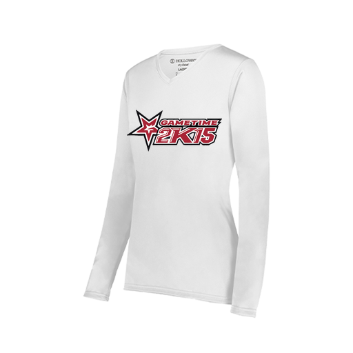 [222824.005.S-LOGO1] Ladies LS Smooth Sport Shirt (Female Adult S, White, Logo 1)